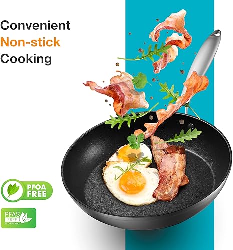 Miniatura 8 de Sartén antiadherente, juego de utensilios de cocina de 10 pulgadas anodizado duro y tabla de cortar de plástico grande para cocina, apto para