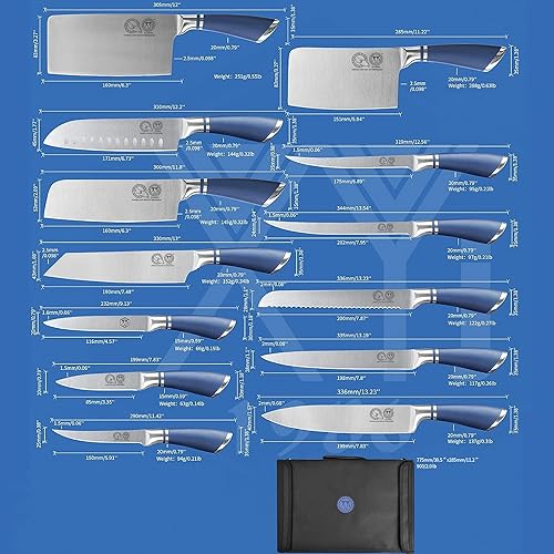 Miniatura 2 de XYJ Cuchillos, juegos de cuchillos profesionales para chefs maestros, cuchillo de carnicero para camping, juego de cuchillos de chef con bolsa XYJ