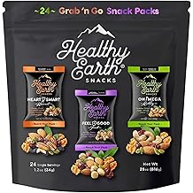 Healthy Earth Snacks 3 Flavors Variety Pack, 24 Count | Mixed Nuts &amp; Dried Fruits Gourmet Snacks, Gluten-Free | 8 Packets Per Flavor: Heart Smart Harvest, Feel Good Feast, &amp; Oh! Mega Medley (816g)
