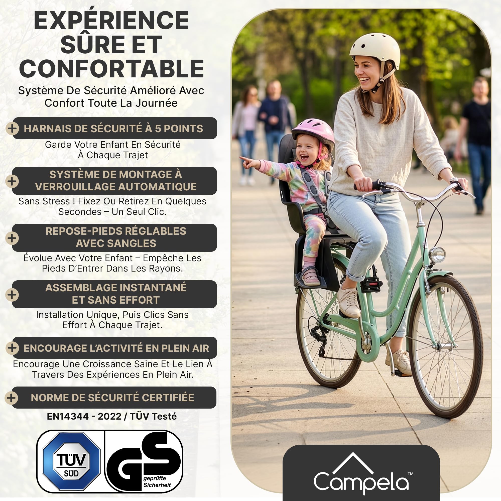 Siège Enfant Vélo 2 en 1 Arrière Porte-Bagage Cadre CA0060