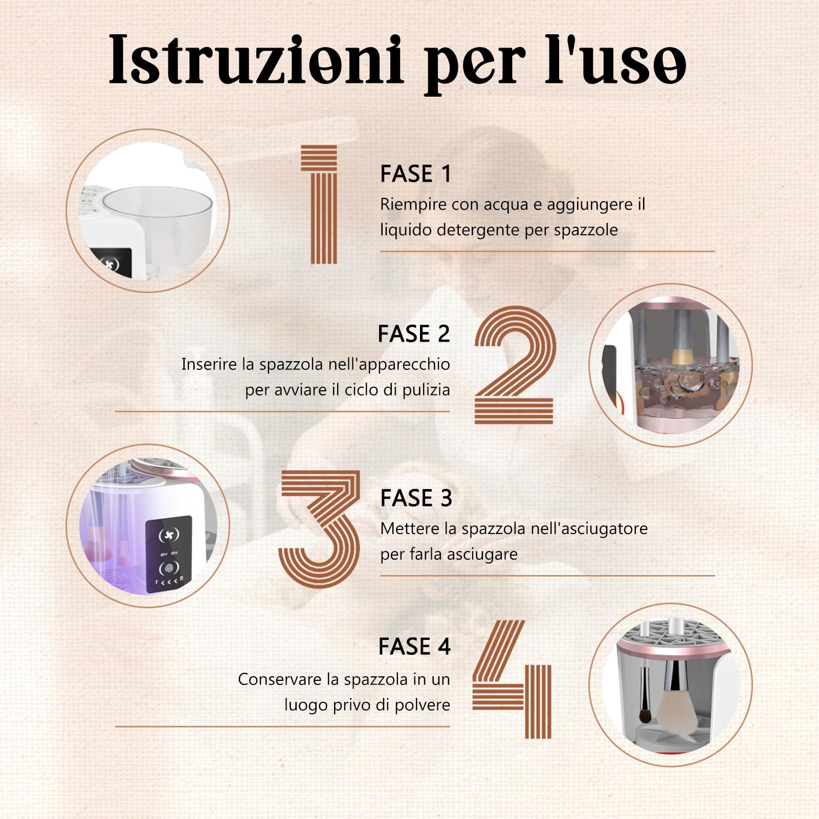 Pulitore Elettrico Automatico 3in1 Pennelli Make-up con Asciugatrice – Macchina Plugin, Includi Stazione Asciugatura & Cura Igienica