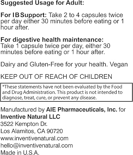Miniatura 5 de Inventive Natural Fórmula innovadora de suplemento IBSupport - Equilibra la salud intestinal y la digestión - Combate los gases y la hinchazón -