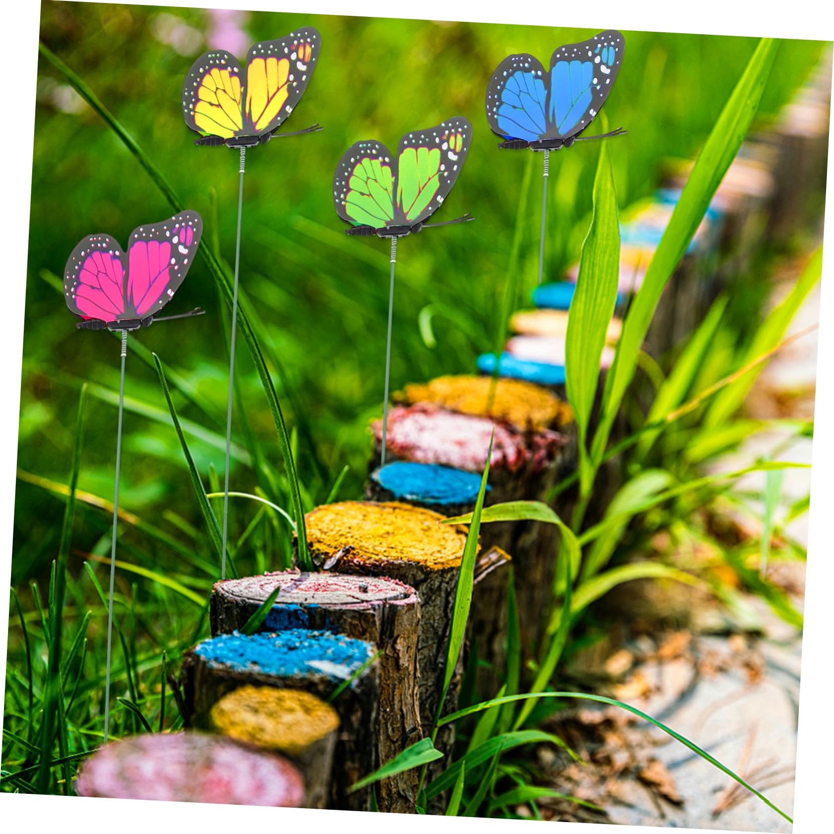 48pcs Piquets Libellule en PVC pour Décoration Extérieure Ailes Mobiles, pour Jardin et Plantes en Pot Couleur Aléatoire