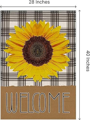 Miniatura 3 de Bandera de jardín de doble cara de 28 x 40 pulgadas  Bandera de jardín de girasol de primavera y verano  Banderas de arpillera grandes de temporada