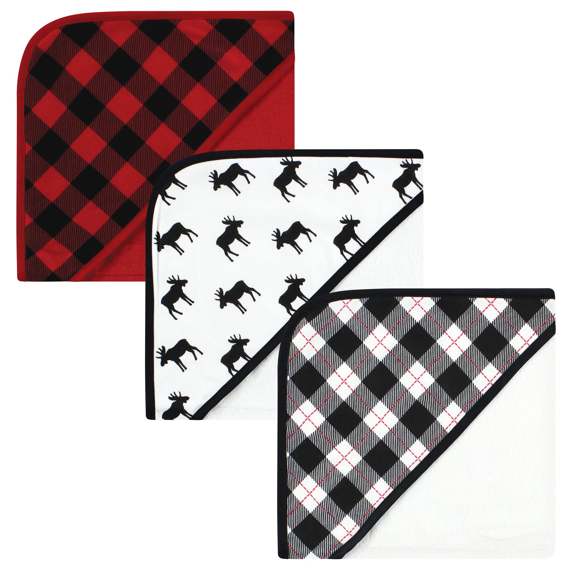 Hudson Baby Unisex Baby Cotton Rich Hooded Towels, Moose, One Size