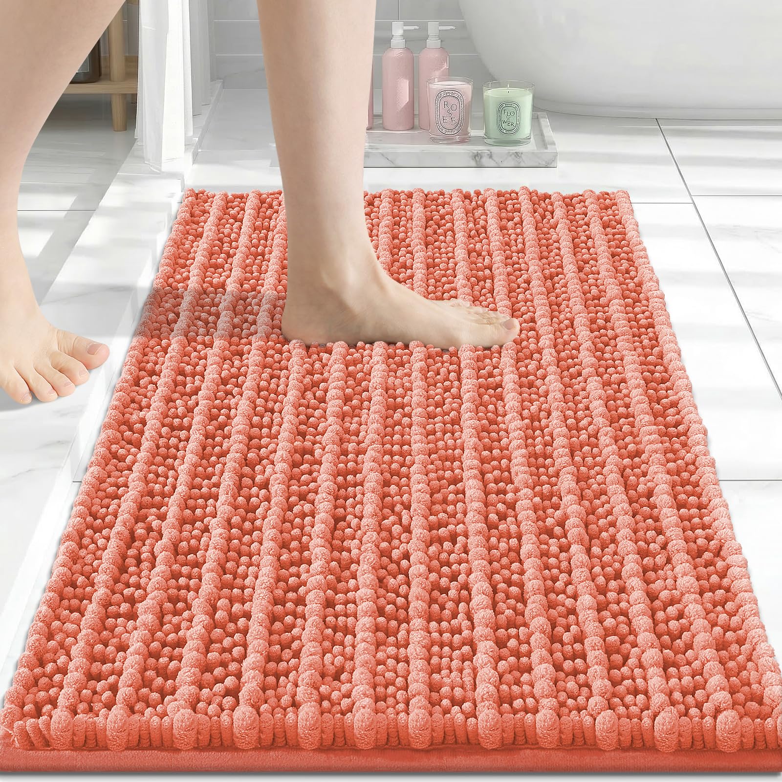 Arotive Bathroom Rugs Mat 30x17, Soft Absorbent Chenille Shaggy Bath Mat