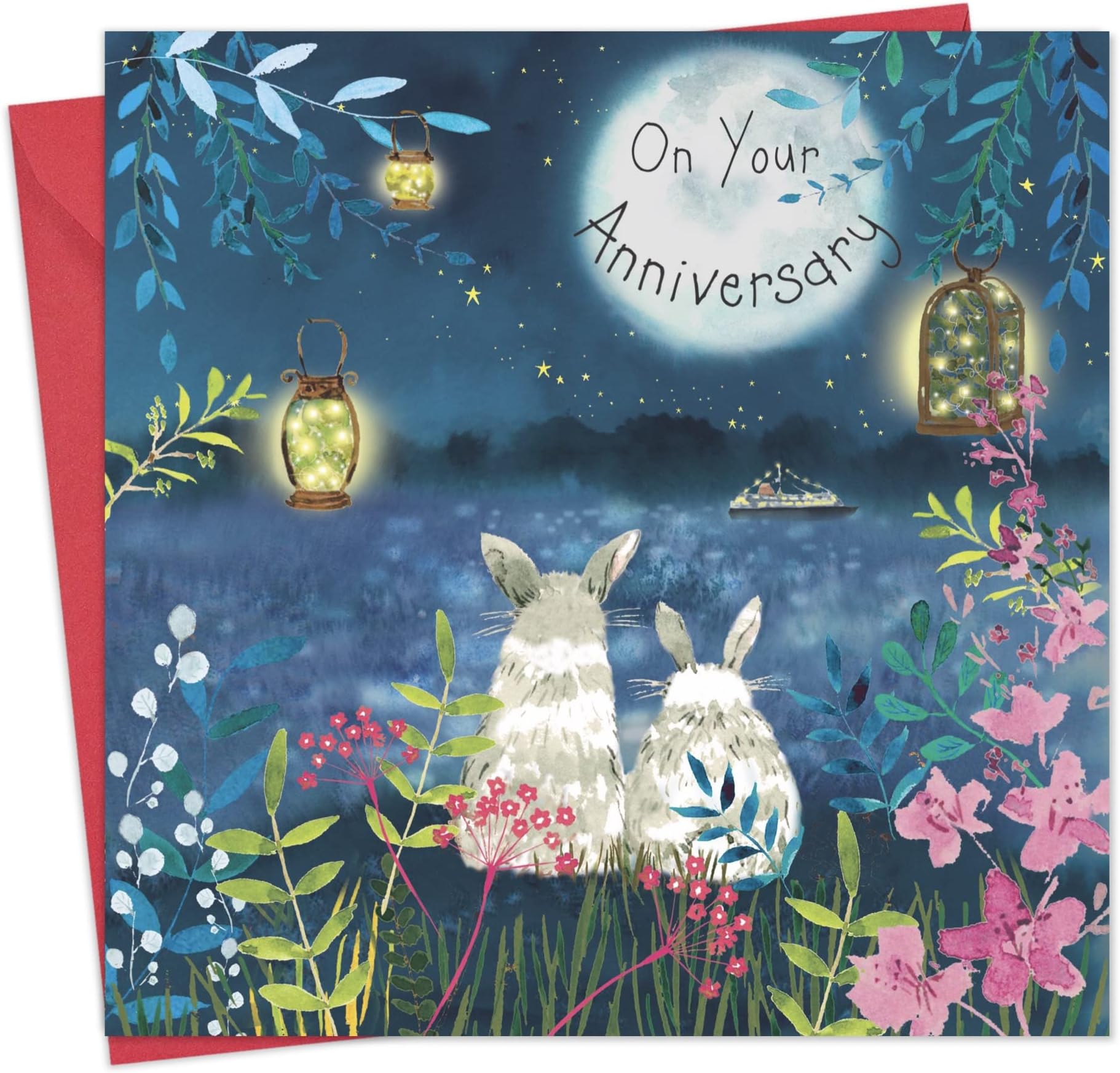 Twizler Happy Anniversary Card with Rabbits – Anniversary Card For Her – Anniversary Card For Him – Anniversary Card For Couple – Anniversary Card Wife – Anniversary Card Husband