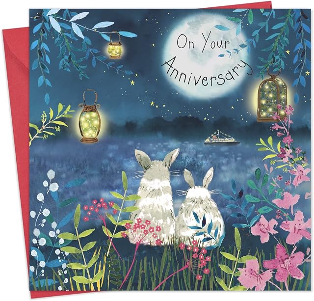 TWIZLER Happy Anniversary Card with Rabbits  Anniversary Card For Her  Anniversary Card For Him  Anniversary Card For Couple  Anniversary Card Wife  Anniversary Card Husband
