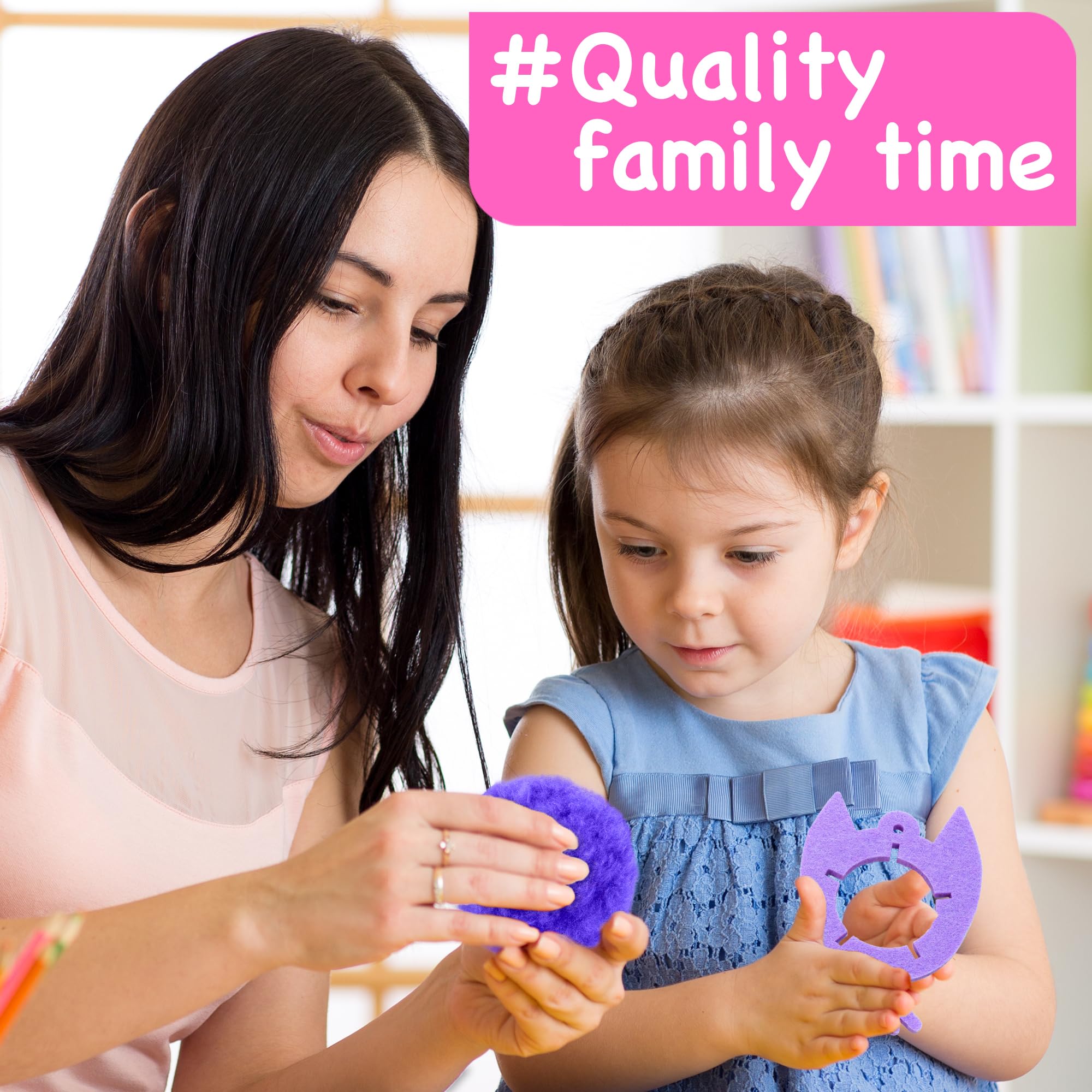 EZCRA Easy Arts and Crafts dla dzieci w wieku 3-5 lat, zestaw 10 dużych pomponów, DIY, pluszowa sztuka, rękodzieło, dla małych chłopców i dziewcząt, rękodzieło, zajęcia sensoryczne