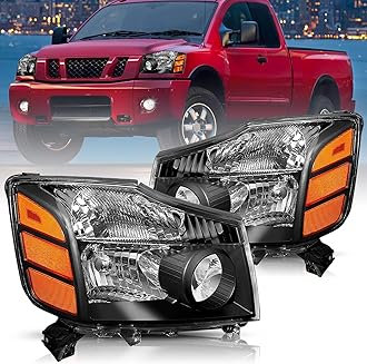 Bingbingmotor Headlight Assembly Compatible with 2004-2015 Nissan Titan / 2005-2007 Armada Left and Right Side Black Housing Headlamps