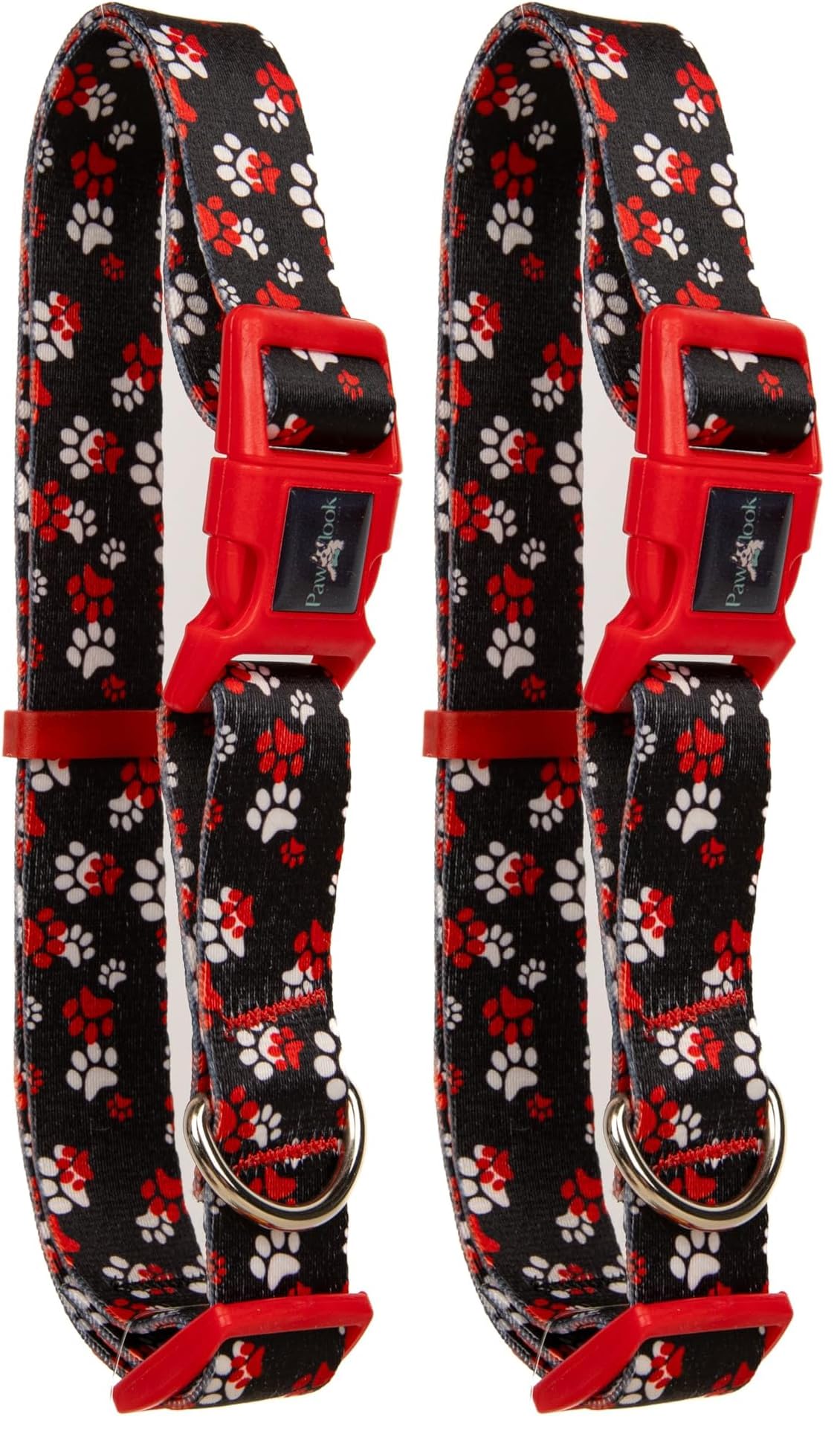 Design Köpek Boyun Tasması – Geri Dönüştürülmüş Malzeme, Ayarlanabilir, Tüy Toplamaz, D-Halkalı, Emniyet Tokalı, Küçük & Büyük Irklar İçin, Recycled Boyun Tasması Kırmızı Pati L (2 paketi)