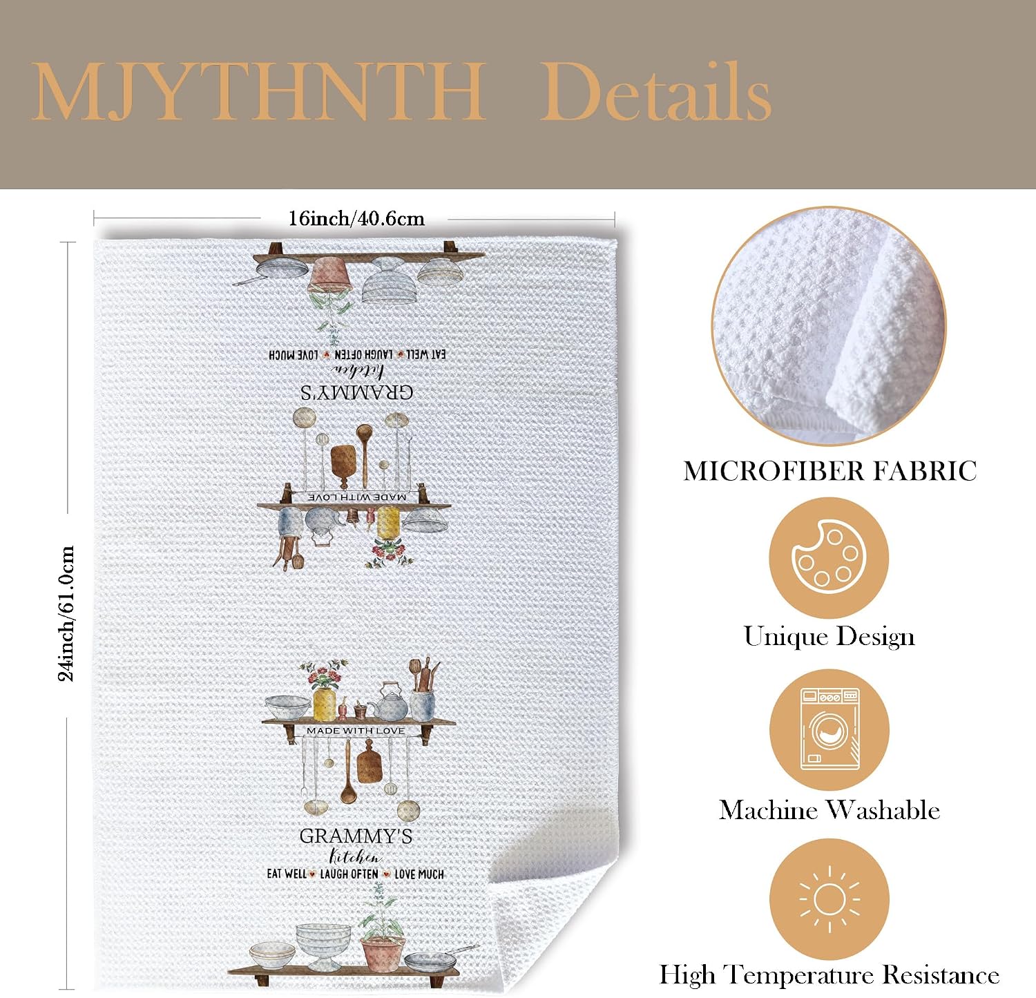 Grammy Gifts Decorative Hand Tea Towels for Kitchen 16x24 Inches, Best Grammy Gifts for Mother's Day Birthday, Grandma Gift from Grandkids Kitchen Dish Towels