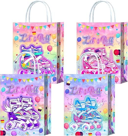 16 Pieces Watercolor Roller Skates Goodie Bags for Roller
