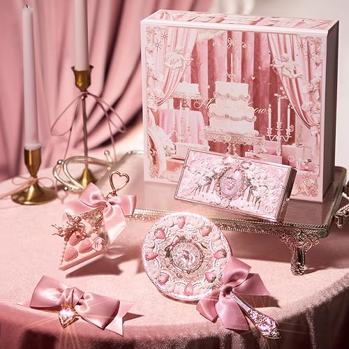 Flower Knows Strawberry Cupid 5-Piece Makeup Gift Box Set-Berry Enchanted Garden, Lip Cream + Solid Perfume + Pocket Mirror + Folding Gift Box(02 Berry Enchanted Garden Set Set) - 02 Berry Enchanted Garden Set