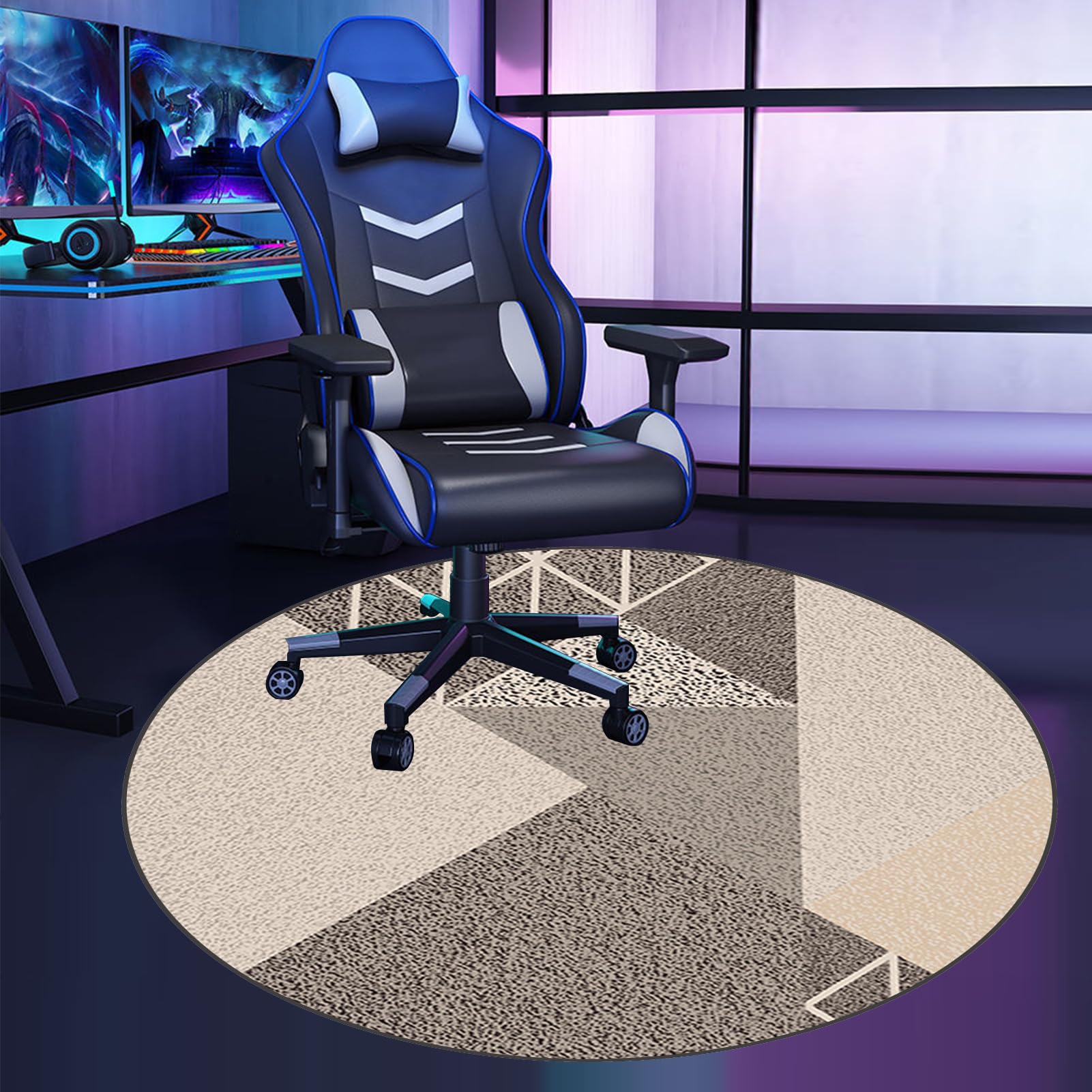 Tapis de Protection pour Les Sols, Tapis Chaise de Bureau, Tapis de Sol Bureau Tissu, Tapis de Chaise Polyvalent pour la Maison, Tapis de Protection en Carrelage, Tapis Ronde 90 cm
