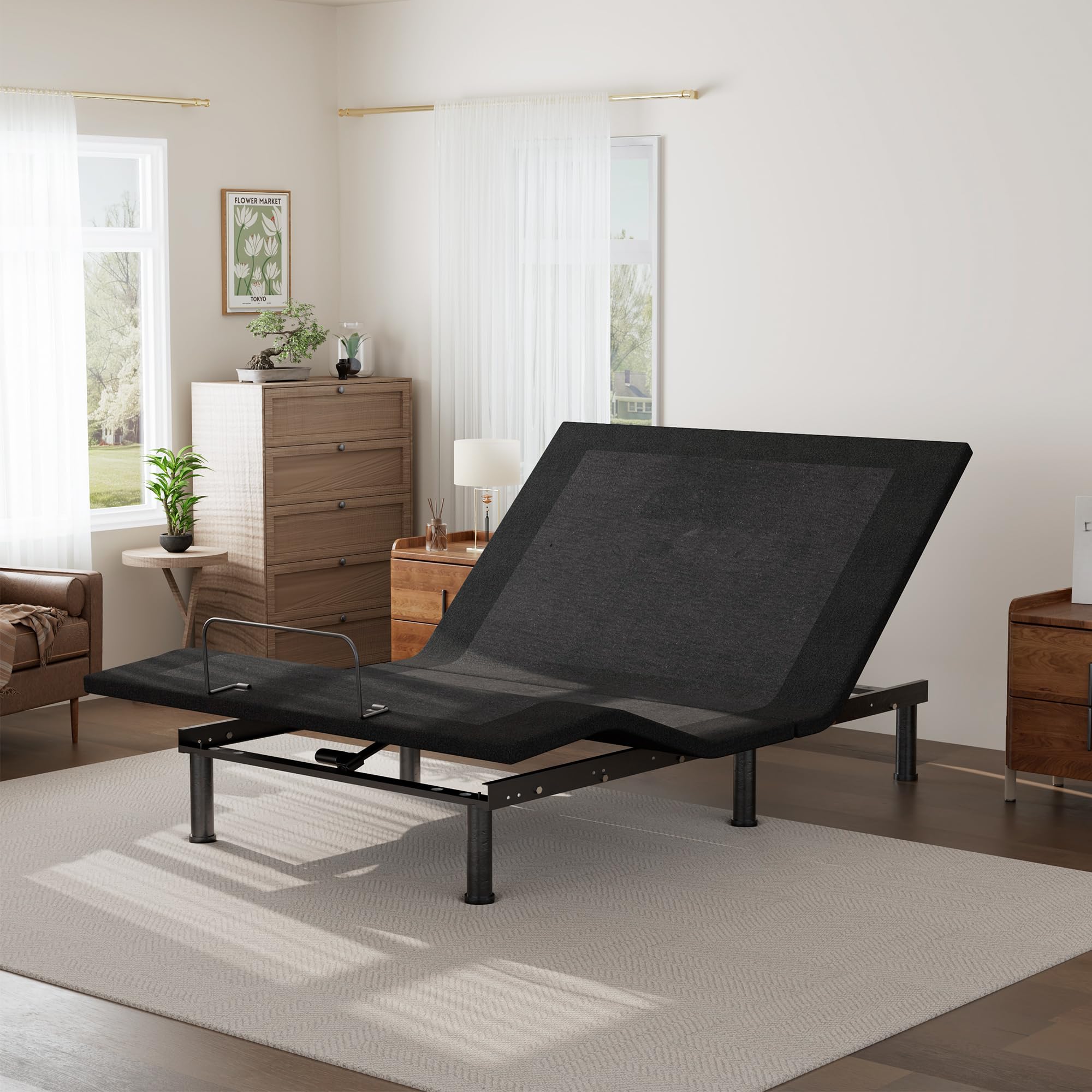 Full Size Adjustable Bed Base Frame, Electric Bed Base with Wireless Remote, Zero Gravity Bed, Head and Foot Incline, Anti-Snore,Easy Assembly