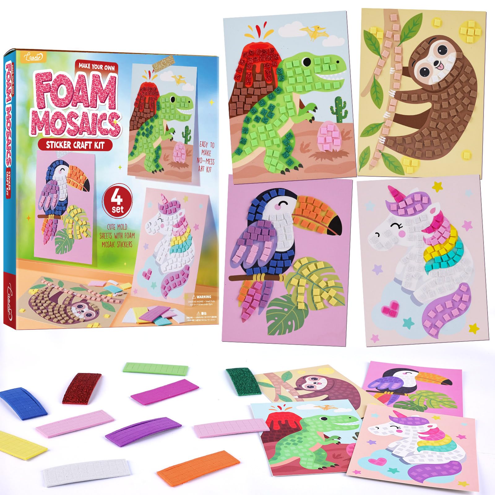 LAOESE Mosaic Sticker Craft Kit, Kids Art Kits, Easter Gifts for Kids, Creative Activity Sets, Ages 3 Years Plus