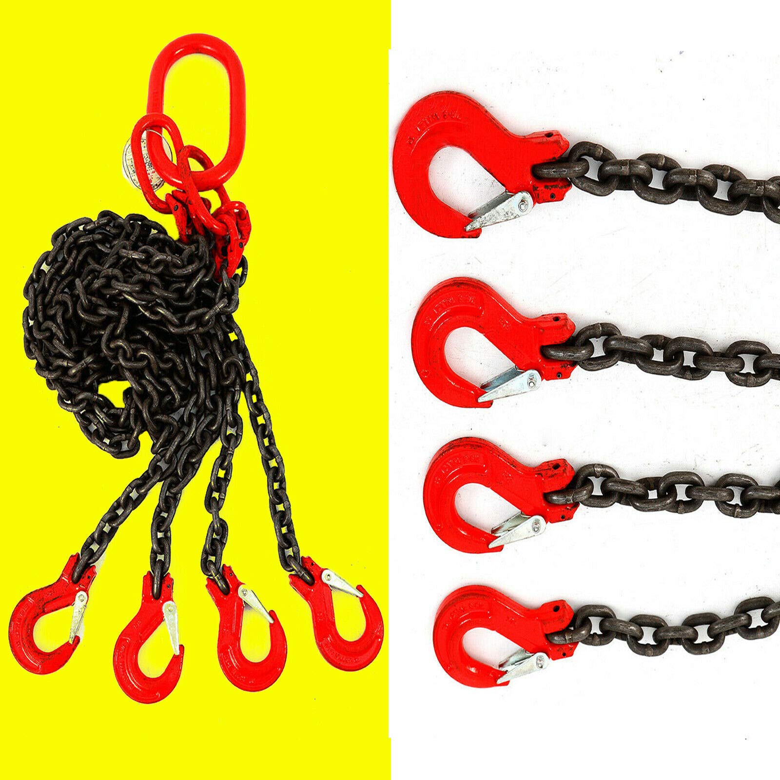 4 Strang Anschlagkette Krankette 8mm Kettenstärke Anschlagkette Krankette 1.5M Arbeitslänge 5T Nutzlast G80 Legierter Stahl für Bergbau, Maschinen, Häfen, Gebäude