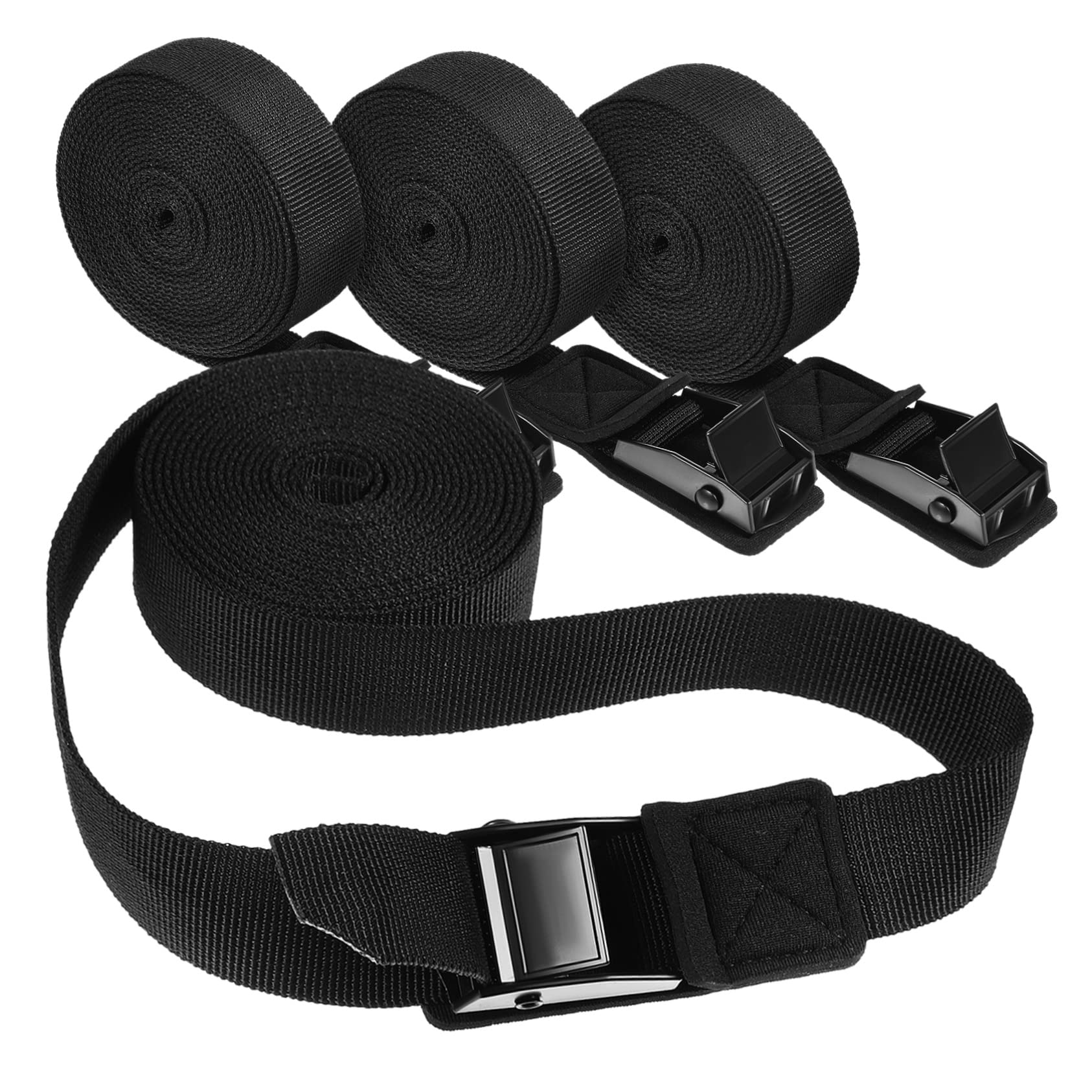 SOESFOUFU 4 Pcs Equipment Straps Canoe Kayak Surfboard Straps Metal Buckle Thick for Roof Rack Car Easy to Install Store (Black)