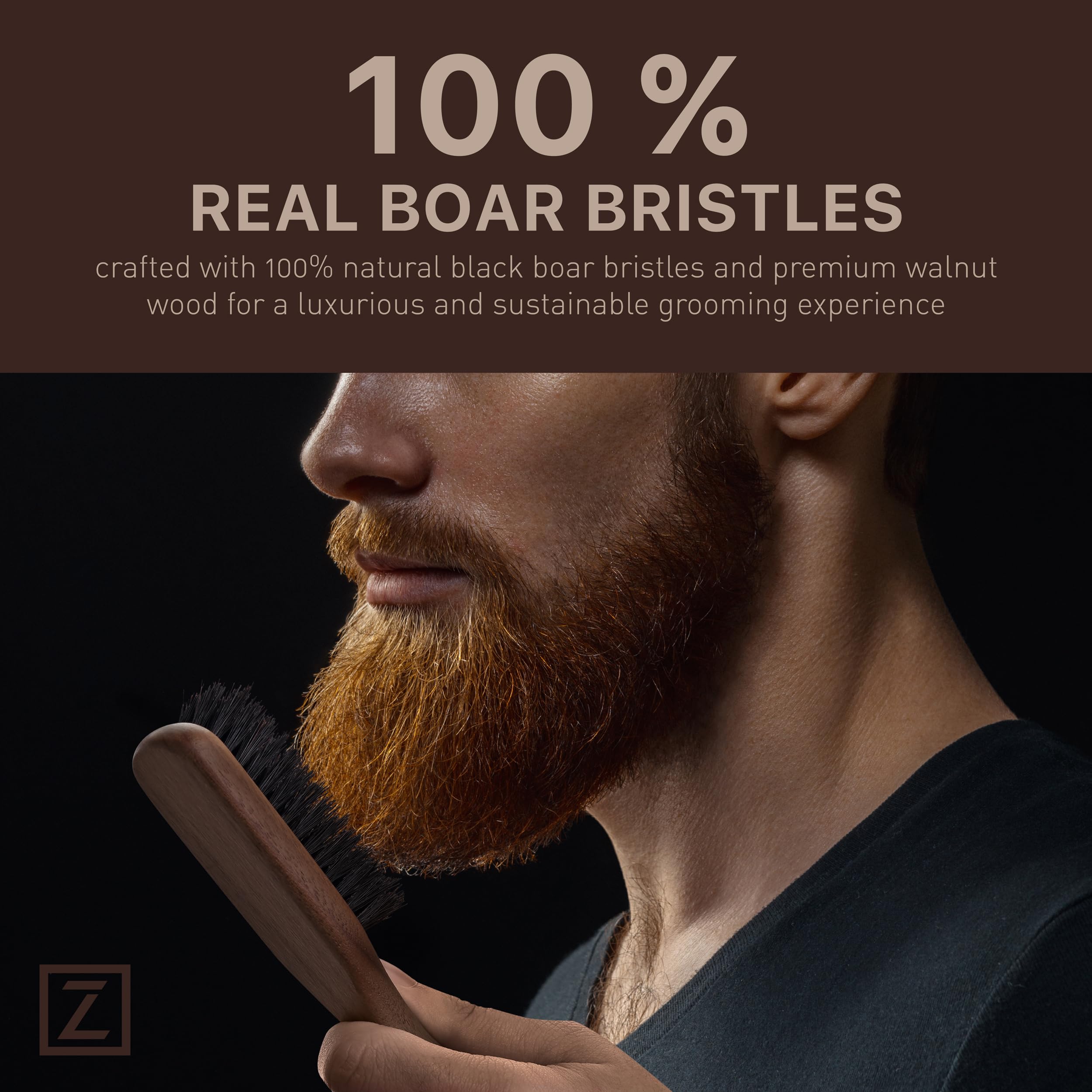 Cepillo para barba para hombre, cerdas rígidas de jabalí para el crecimiento y alisado de la barba, exfolia la piel, reduce la picazón, mango de madera de nogal de alta calidad