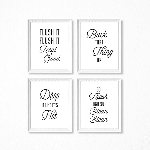 Miniatura 2 de Brooke & Vine Divertida decoración de baño de hip hop de los años 80 y 90, impresiones artísticas de pared (sin marco, 8 x 10 pulgadas, juego de 4)