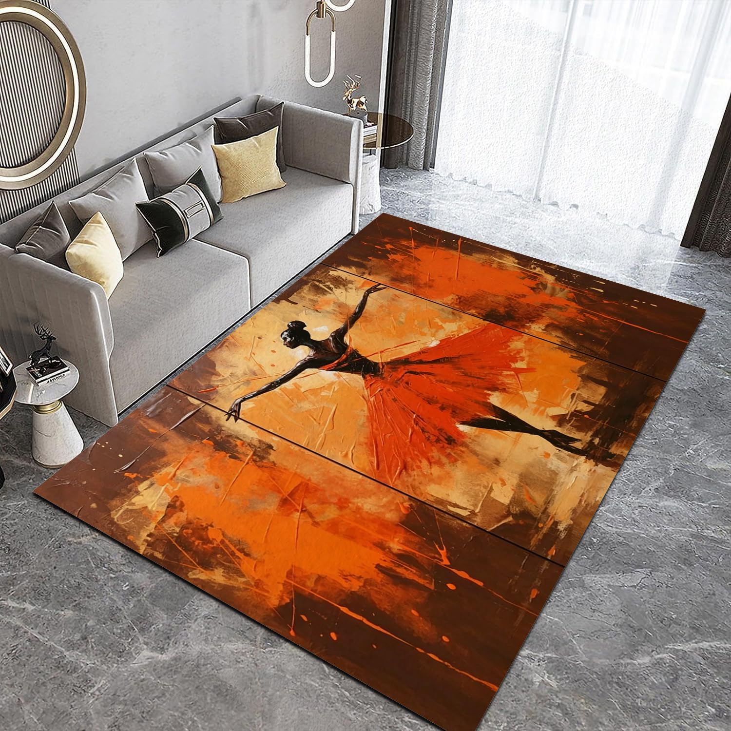 Tapis de salon 60x90cm graffiti abstrait lavable et antidérapant pour chambre