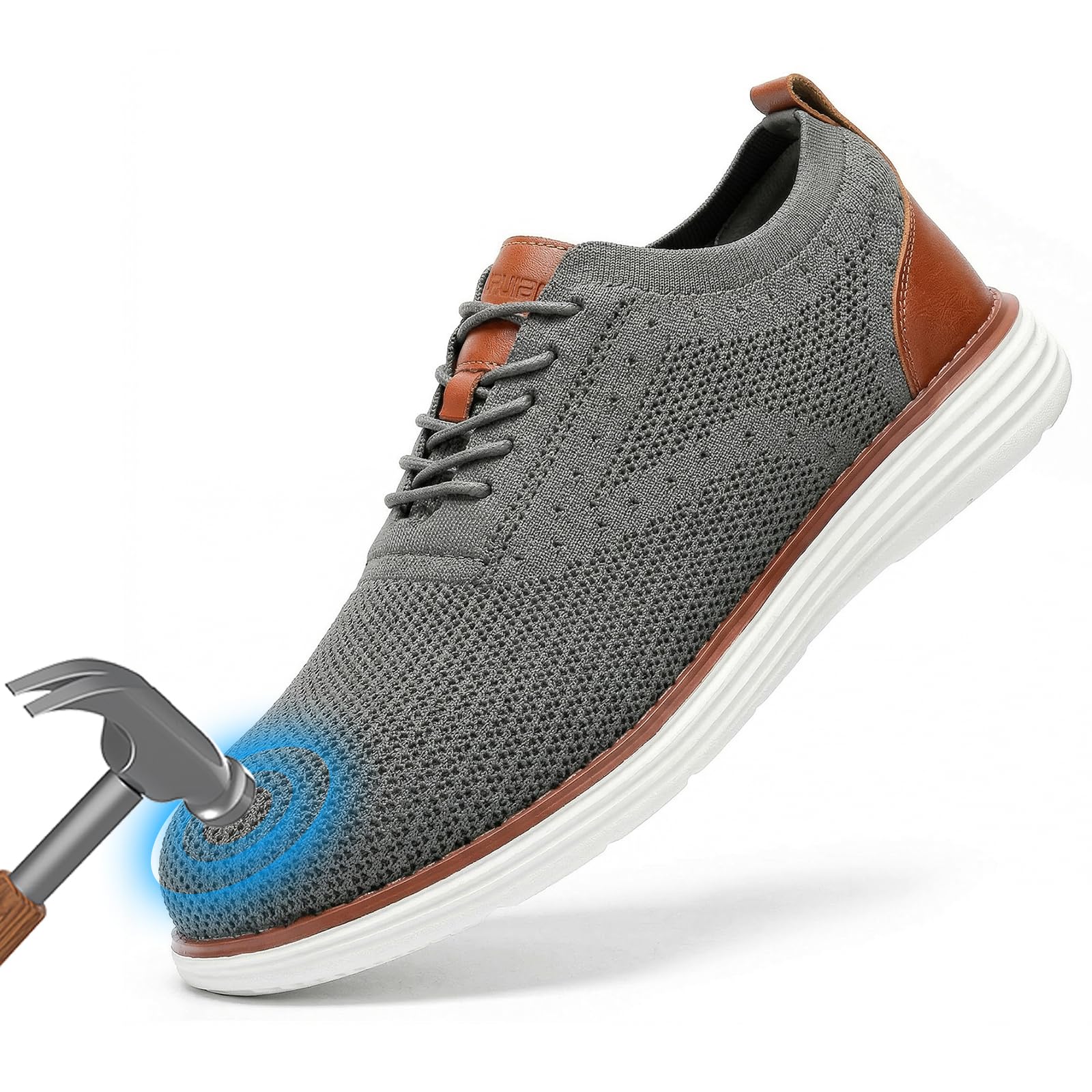 Furuian Steel Toe Shoes for Men Safety Shoes for Men Casual Dress Work Sneakers Lightweight Steel Toe Work Sneakers Comfortable Safety Tennis Oxfords