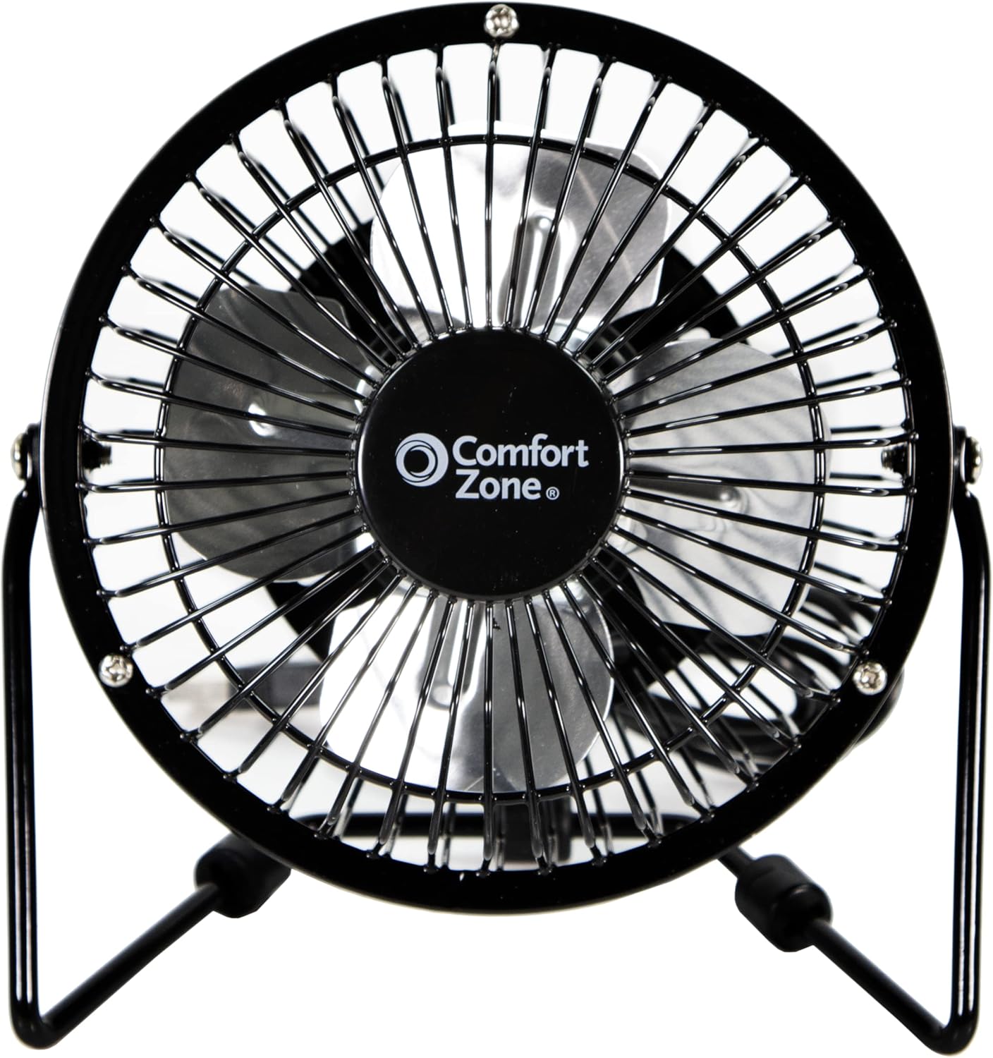 Comfort Zone CZHV4BK 4” Dual Powered (USB or Battery) Portable Desk Fan with 360-Degree Adjustable Tilt, All-Metal Construction, Black : Electronics