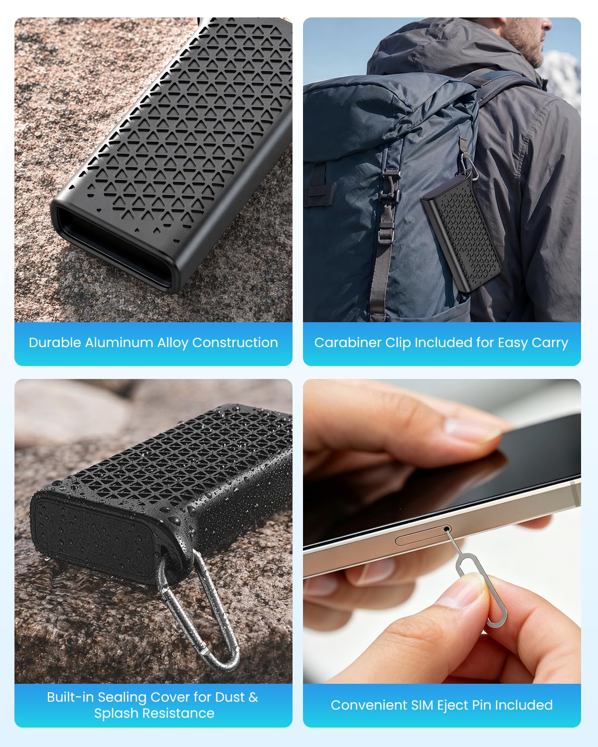 16-in-1 CFexpress Tipo A + SD + TF Card Reader & Storage Case Combo, USB-C 3.2 Gen2 10Gbps ad alta velocità Multi Card Reader Portable Card Holder Adapter per fotocamere, telefoni, droni, action