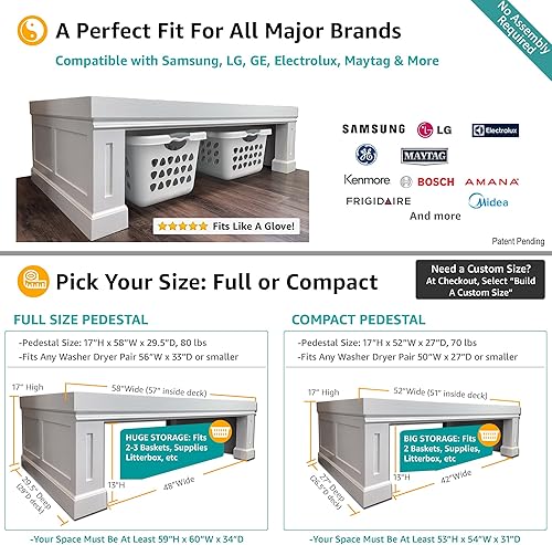 Miniatura 5 de The Elevation Pedestal |Furniture Quality Washer Dryer Pedestals| Handmade in USA| Zero Assembly| Fits All Machines, Samsung,LG,GE etc| Heavy-Duty