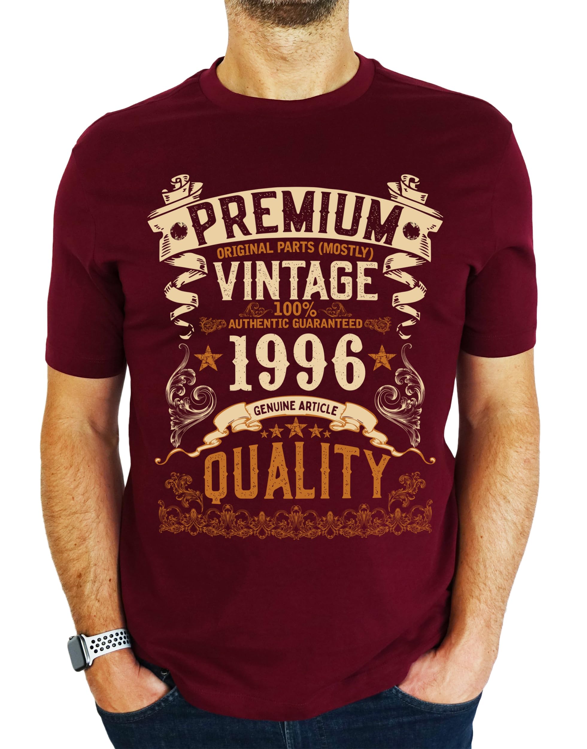 1996 Vintage - Premium Quality - 30th Birthday Gift | Present Mens T-Shirt Burgundy L