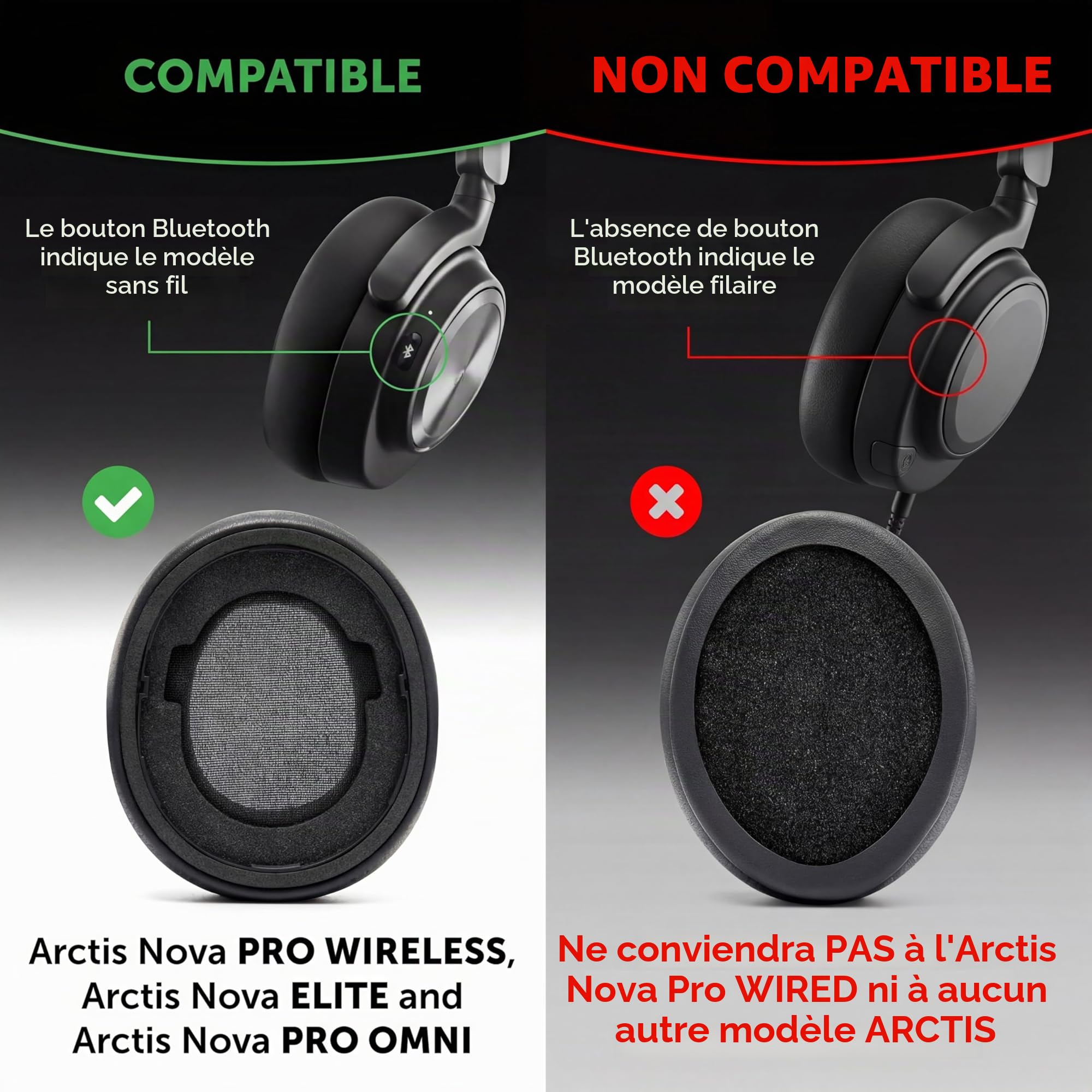 WC Freeze Nova Pro Wireless - Coussinets d'oreille en Gel rafraîchissant pour Arctis Nova Pro Wireless, Elite et Pro Omni (ne Convient Pas aux Autres modèles), par Wicked Cushions | Black