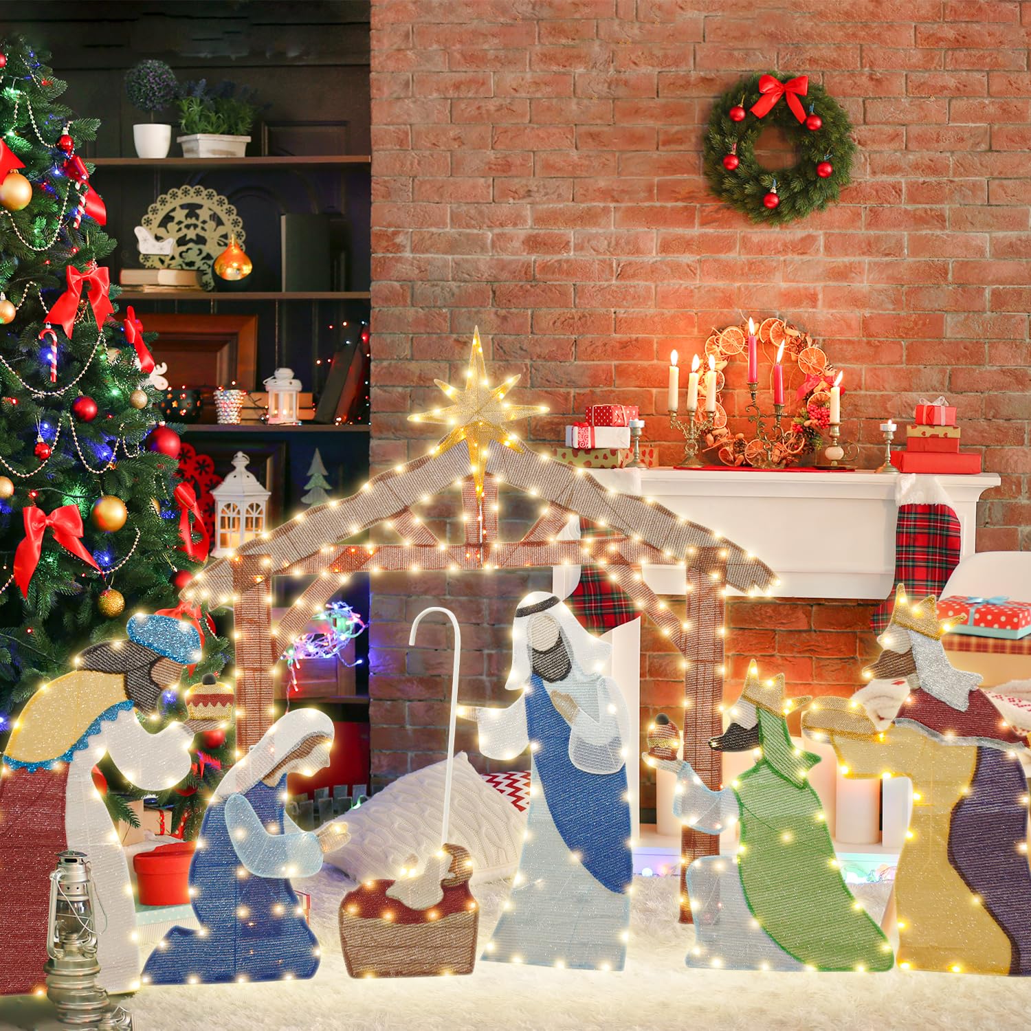 Snapklik.com : 5FT Nativity Set Outdoor Christmas Decoration Lighted Up ...