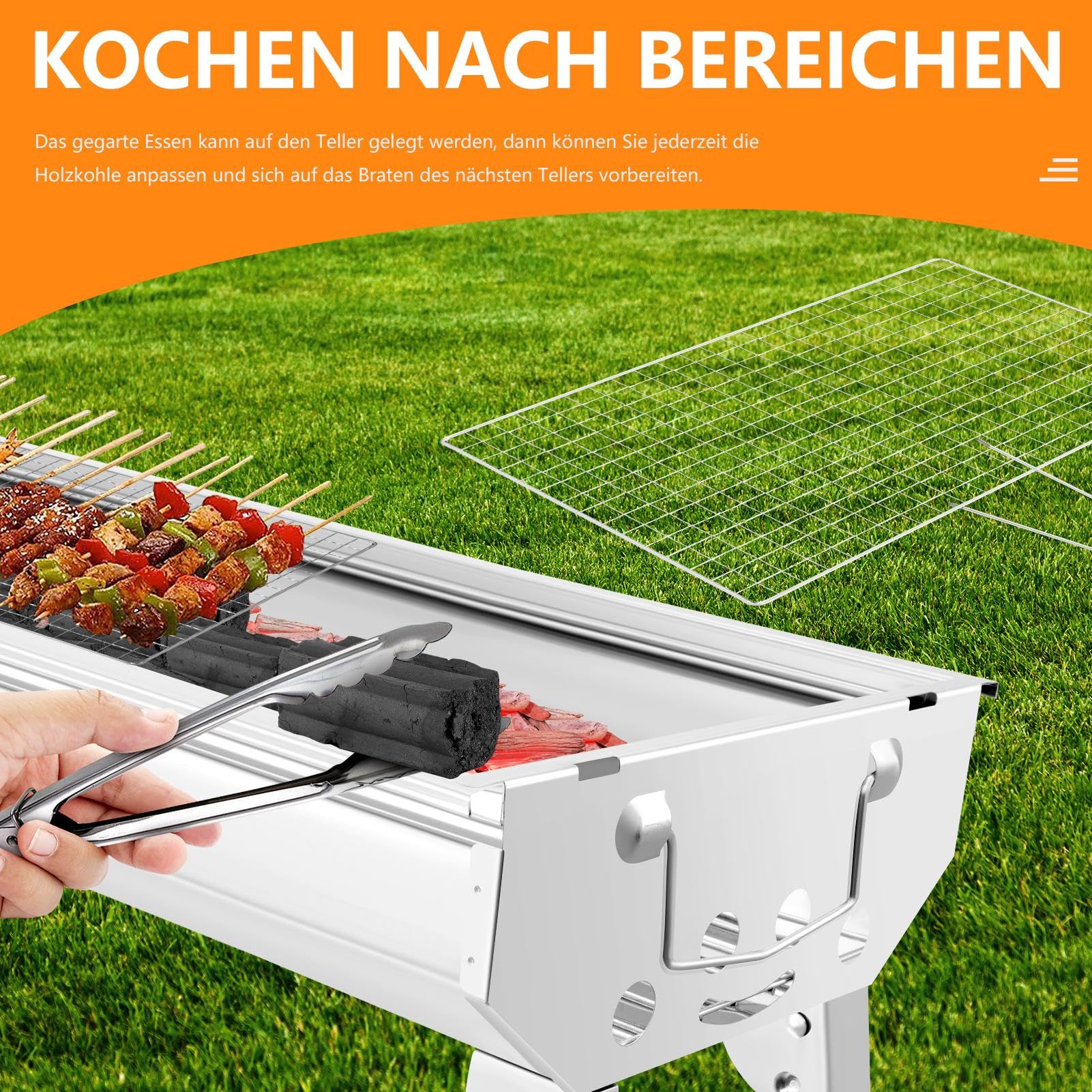 Barbecue a carbonella, portatile, pieghevole, per giardino, campeggio, terrazza, piccolo barbecue a carbonella, portatile, in acciaio inox, barbecue, carbone, carbonella, barbecue da campeggio