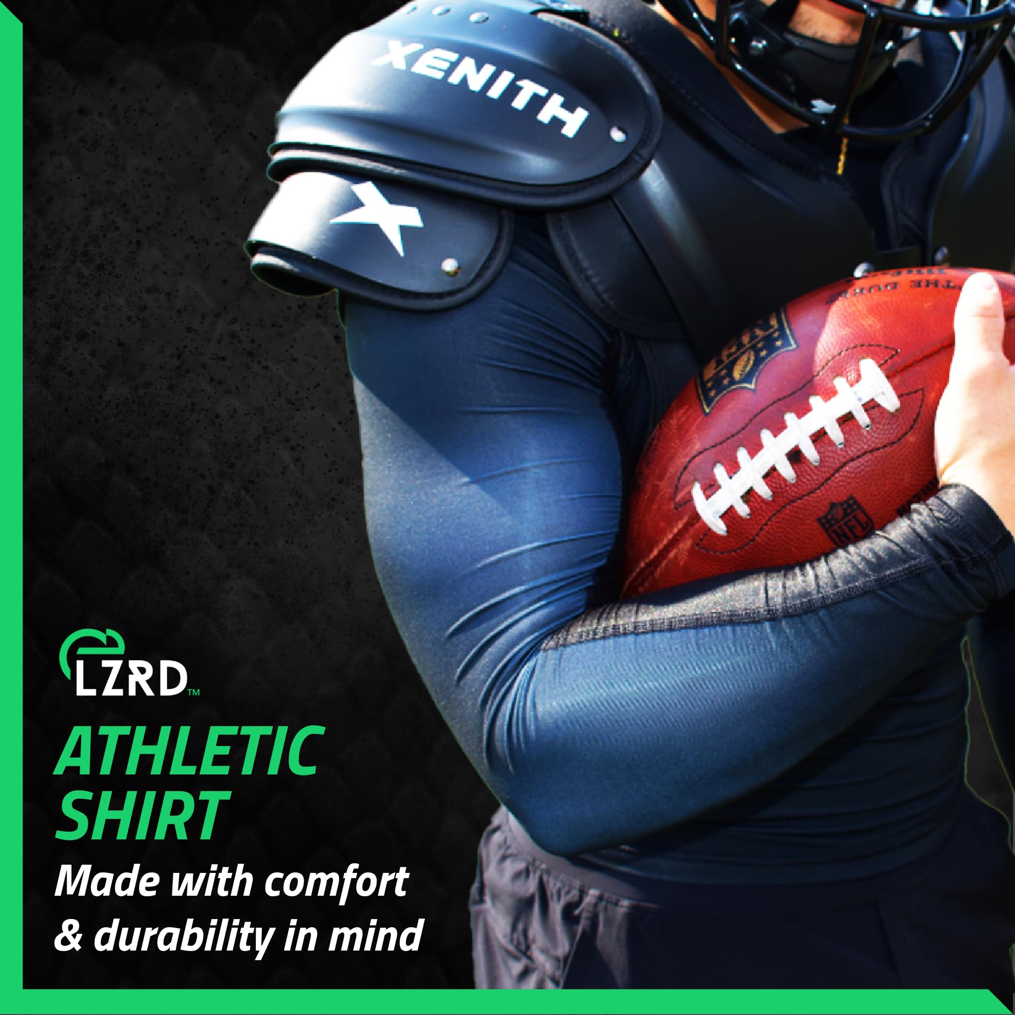 LZRD Tech Kompressionsshirt – Max Grip Kompressionsshirt mit feuchtigkeitsableitendem Stoff – NCAA & NFHS Legal