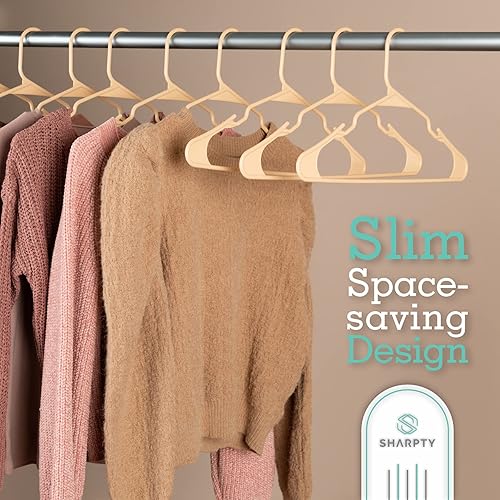 Vista 37 de Sharpty Perchas de plástico para ropa, armario, abrigos y camisas, con muescas, duraderas, gruesas, resistentes y ahorran espacio, para uso diario