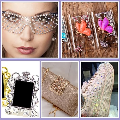 Miniatura 5 de Calcomanías de gemas faciales con pinzas, 6 hojas autoadhesivas de diamantes de imitación para la cara, cristales de maquillaje, calcomanías de