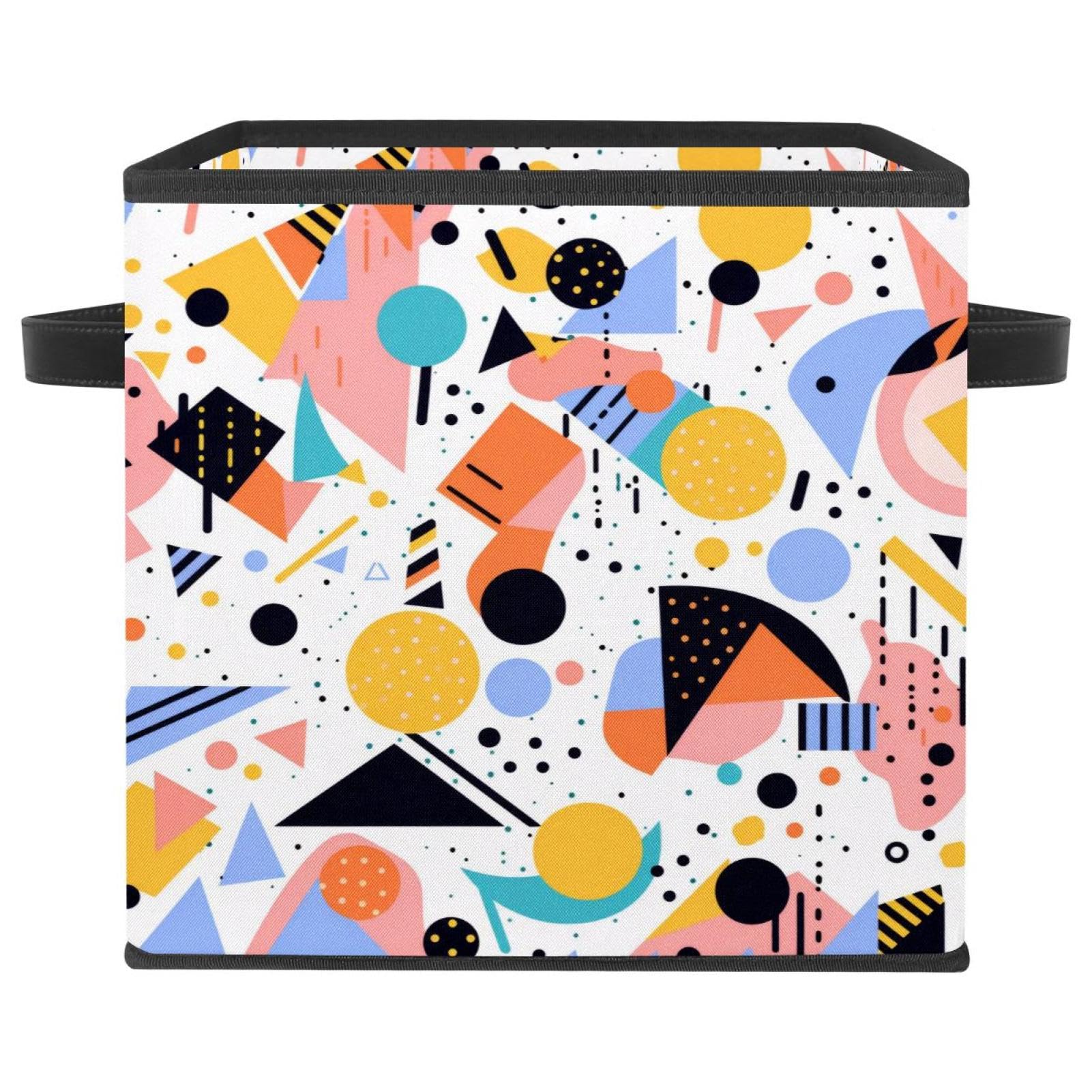 Boîte de rangement pliable et grand cube décoratif avec motif géométrique