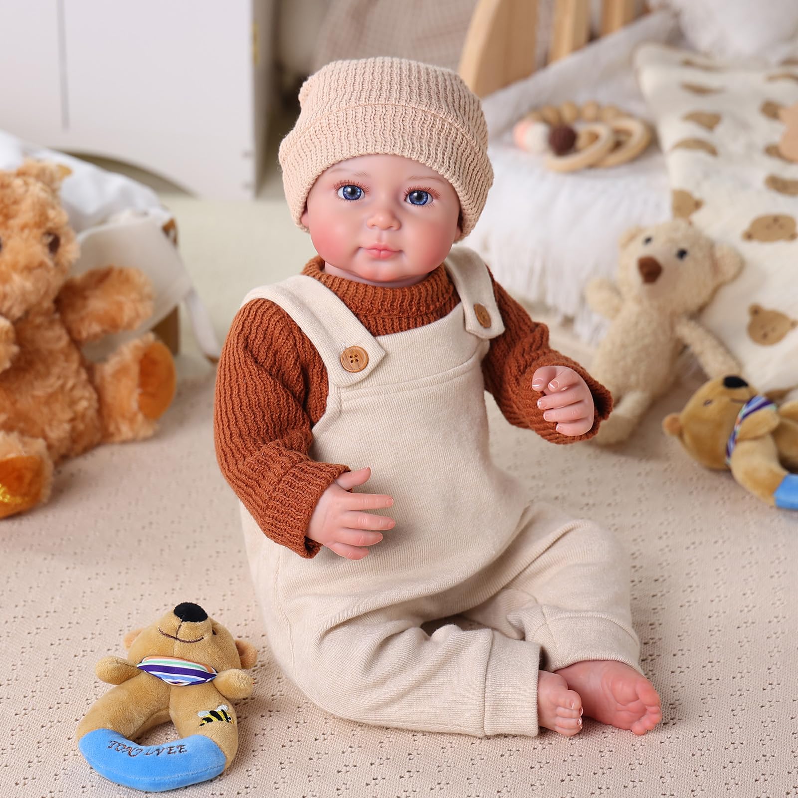 BABESIDE Lifelike Reborn-Baby Dolls 20 Inch Realistic Newborn Poseable Doll with Soft Vinyl & Cloth Body, Gift for Kids Girls Boys Age 3+ with Complete Accessories
