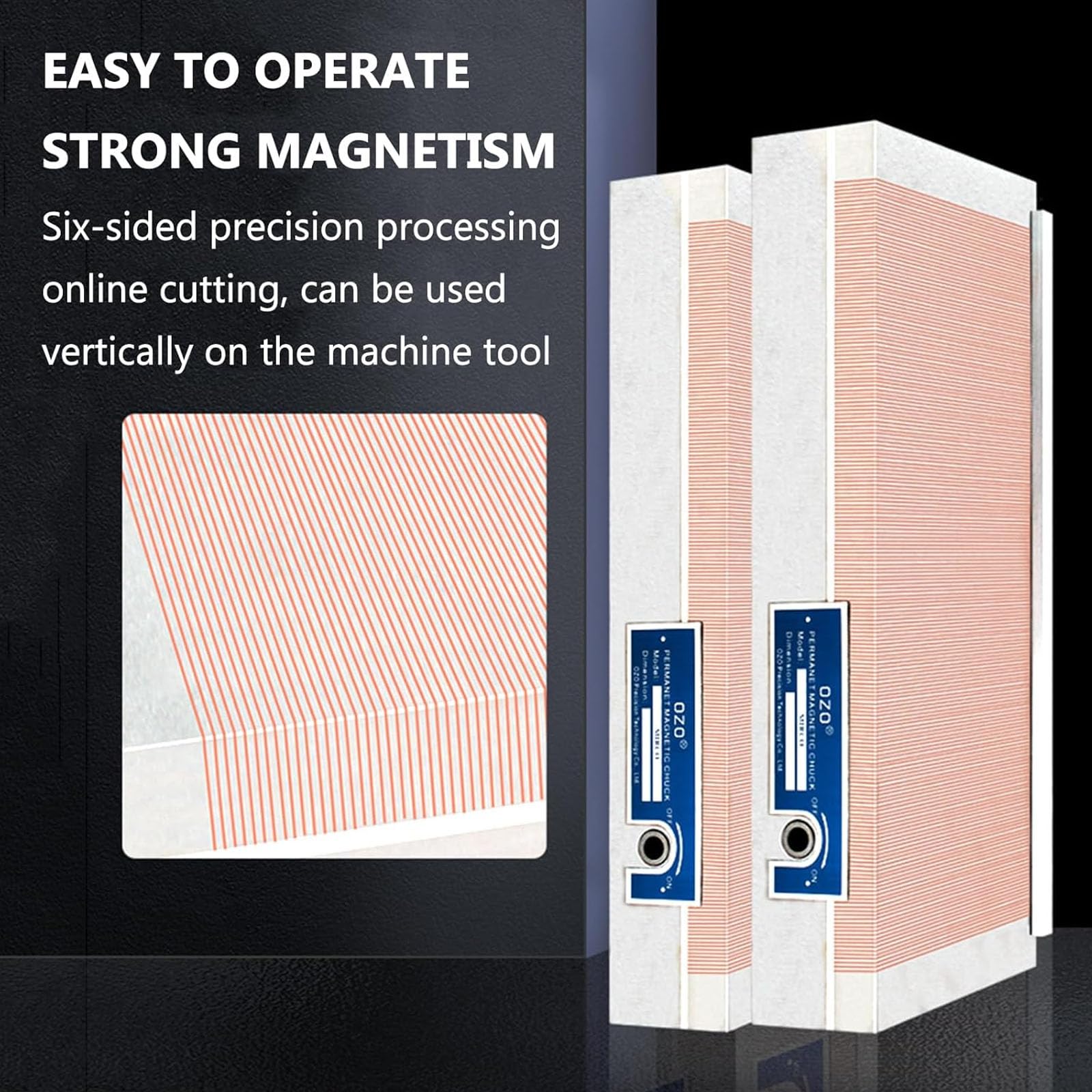 Mandril Magnético Permanente, Mandril De Sujeción Magnética De 100 * 175 Mm, con Llave, Poste Magnético De 0,5 + 1,5, Fuerza De Succión ≥ 150N / Cm², para Piezas De Trabajo Magnéticas