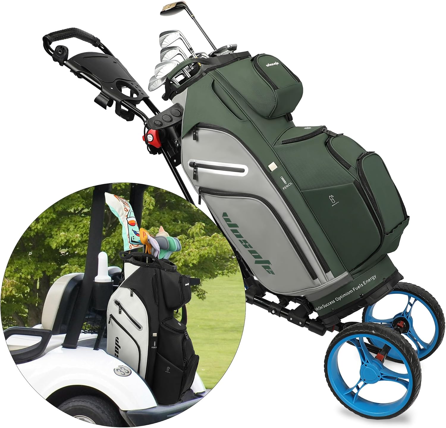 Golf Bag Combo: 14-Way Divider Cart Bag with Rain Cover + Lightweight Stand Bag, Multifunctional & Durable for All Golf Scenarios