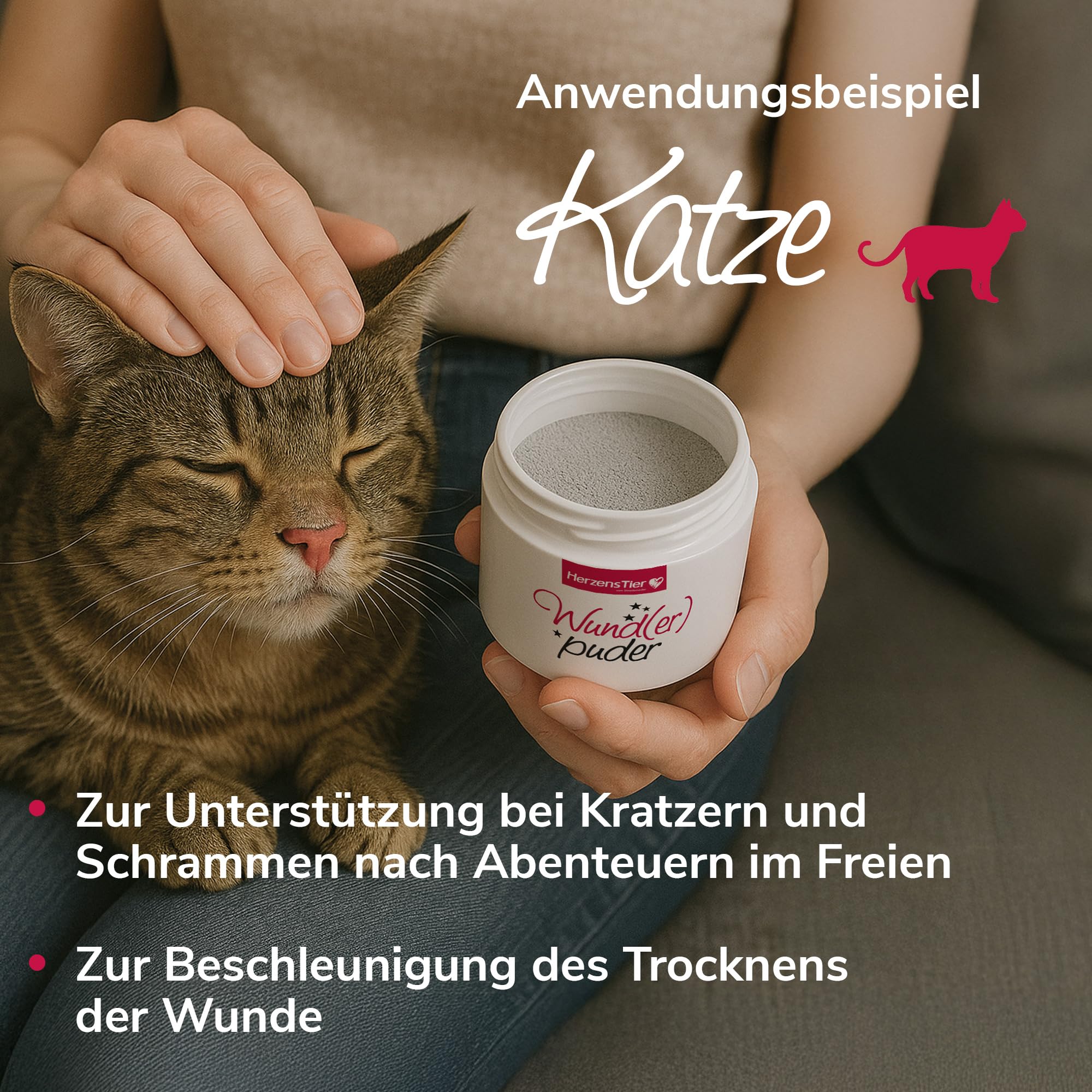 Wund(er) Puder 45g für Hund, Katze & Pferd - Trocknet nässende Wunden schnell, Hautberuhigend bei Verletzungen & Hautausschlag - Ideal für öffene Stellen