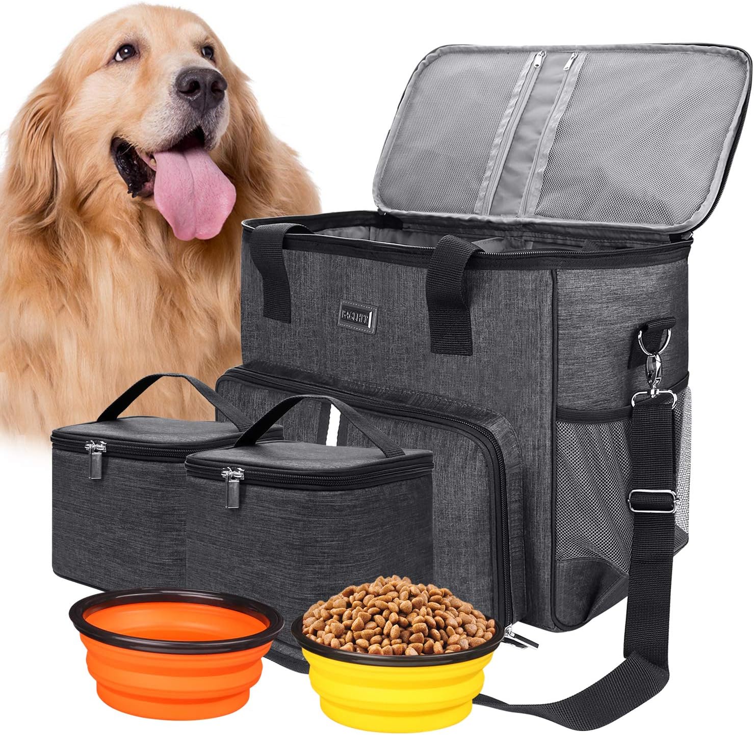 Inscape Data BAGLHER | Dog Travel Bag, Cat and Dog Travel Bag for Pet Travel Supplies, with 2 Pet Food Containers and 2 Collapsible…