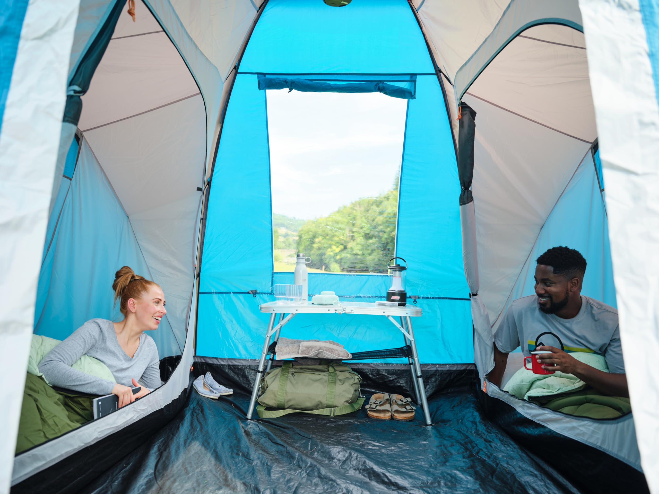 Coleman Spruce Falls 4 Tienda de campaña familiar Vis-a-Vis para 4 personas con 2 dormitorios y sala de estar de tamaño XXL opuestos | Tienda de campaña para 4 personas | Impermeable de 3000 mm |