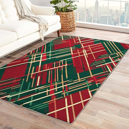 Miniatura 1 de Alfombra de Navidad y decoración del hogar, alfombra de 4 x 6 pies, alfombras rojas y verdes para sala de estar, dormitorio, alfombra de Navidad,