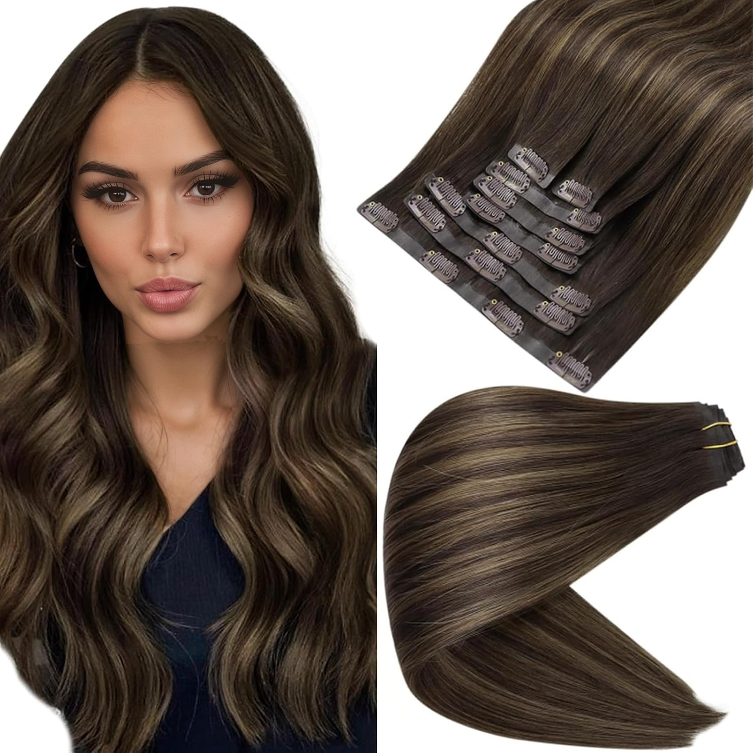 Amazon.com : Full Shine Hair Clip in Extensions 20 Inch  display picture 2