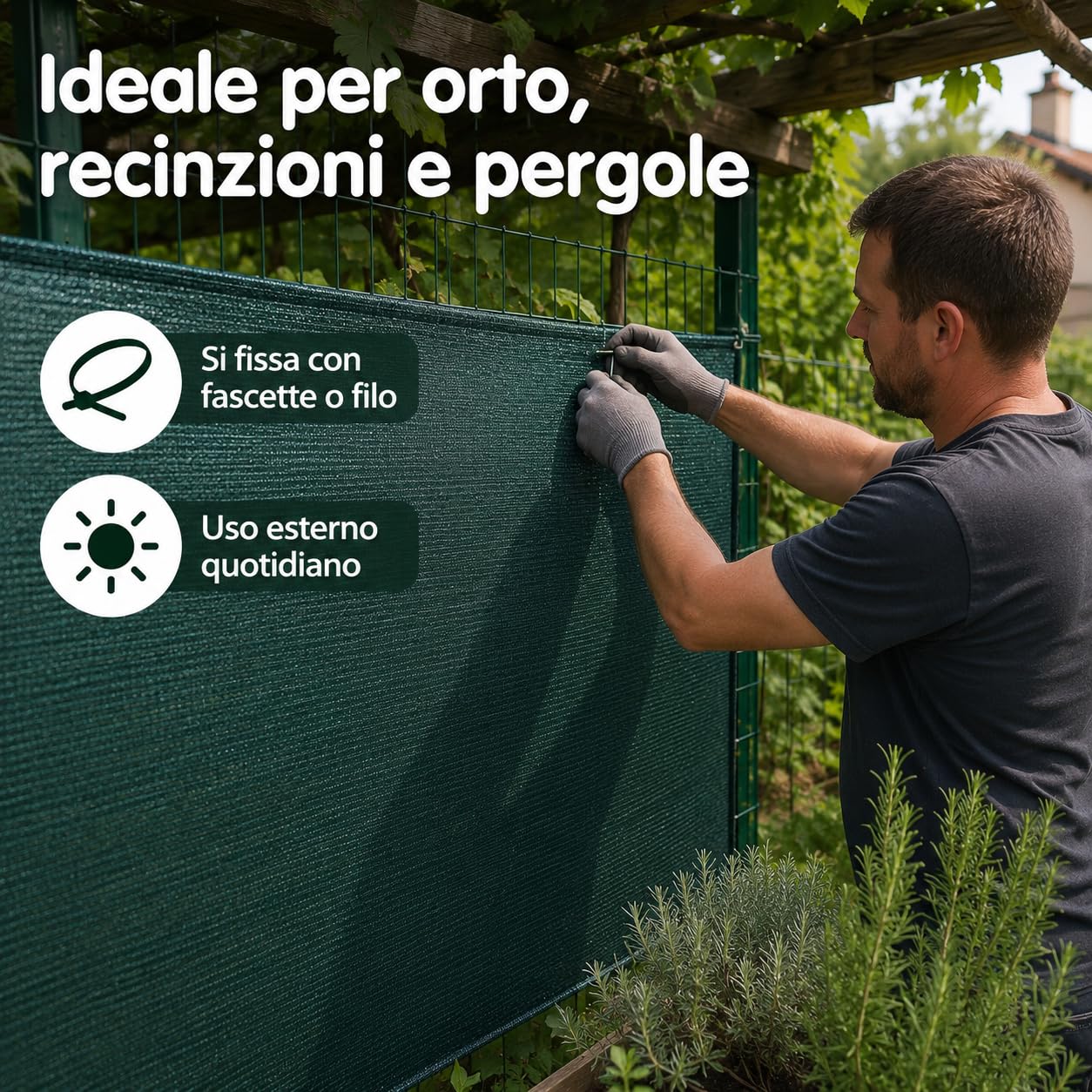 Masterbrico Rete Ombreggiante Verde per Orto, Ombra 90% — 400 cm x 25 metri | Filo piatto UV-resistente, indemagliabile — ideale per frangivista, frangisole, orto e tunnel agricoli