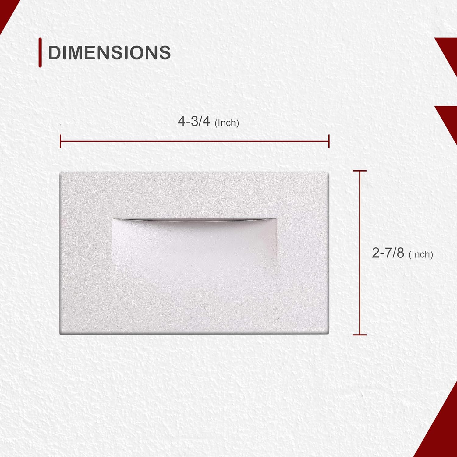 Ciata LED Stair Lights - 3 CCT Options (3000K/4000K/5000K) | 3 Watt Step Lights for Indoor and Outdoor Stairs | Ideal for Home Theater and Outdoor Stairway Lighting | White Finish, Horizontal