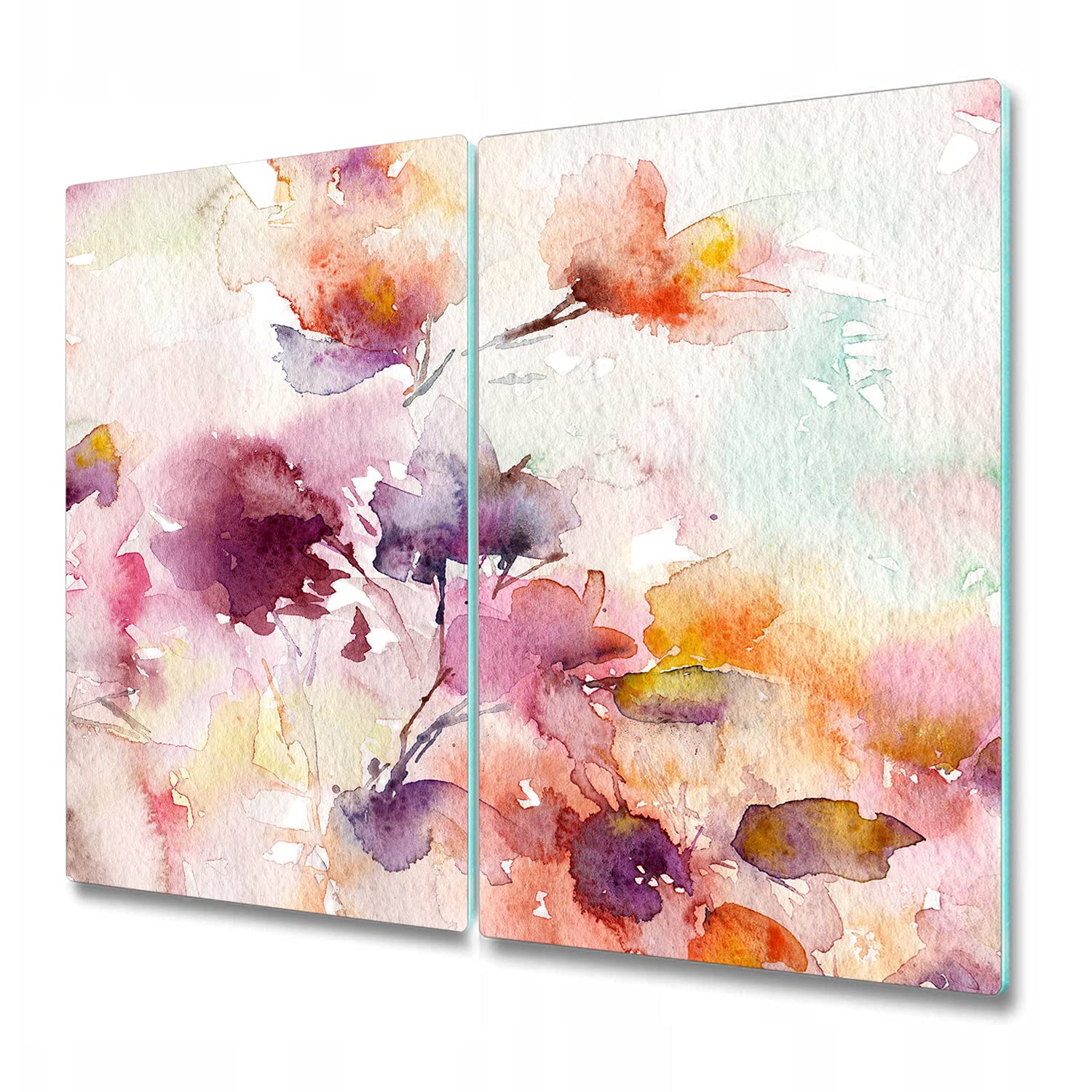 Coloray Tagliere 2x30x52cm Vetro Temperato Copri Piano Cottura - Fiori Floreali Floreali Pastello