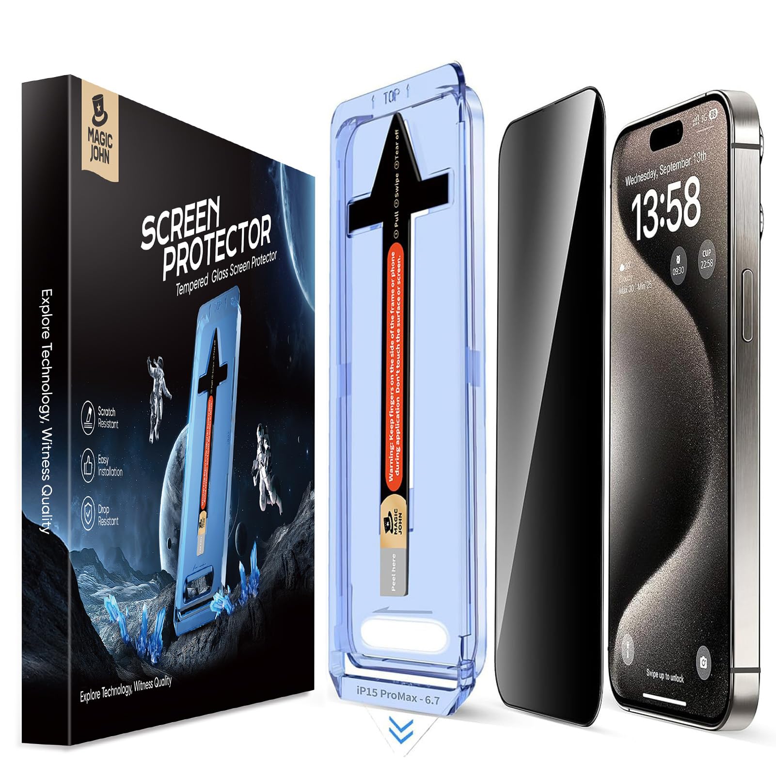 MAGIC JOHN 2 Pack For IPhone 16 6.1 Inch Tempered Glass Screen Protector, Auto Dust-Elimination, Bubble Free, HD Clear, Easy Installation